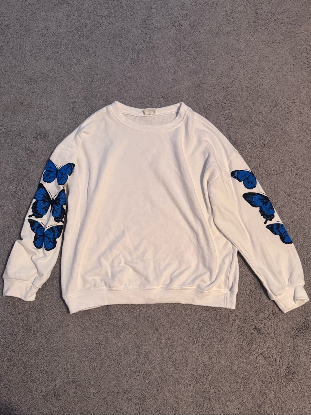 White Butterfly Sleeve Crewneck